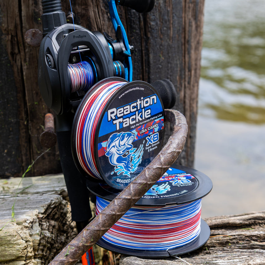Reaction Tackle X8 Braided Fishing Line - USA Camo 8 Strand