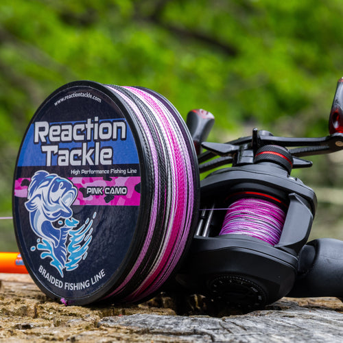 Reaction Tackle Braided Fishing Line - Pink Camo