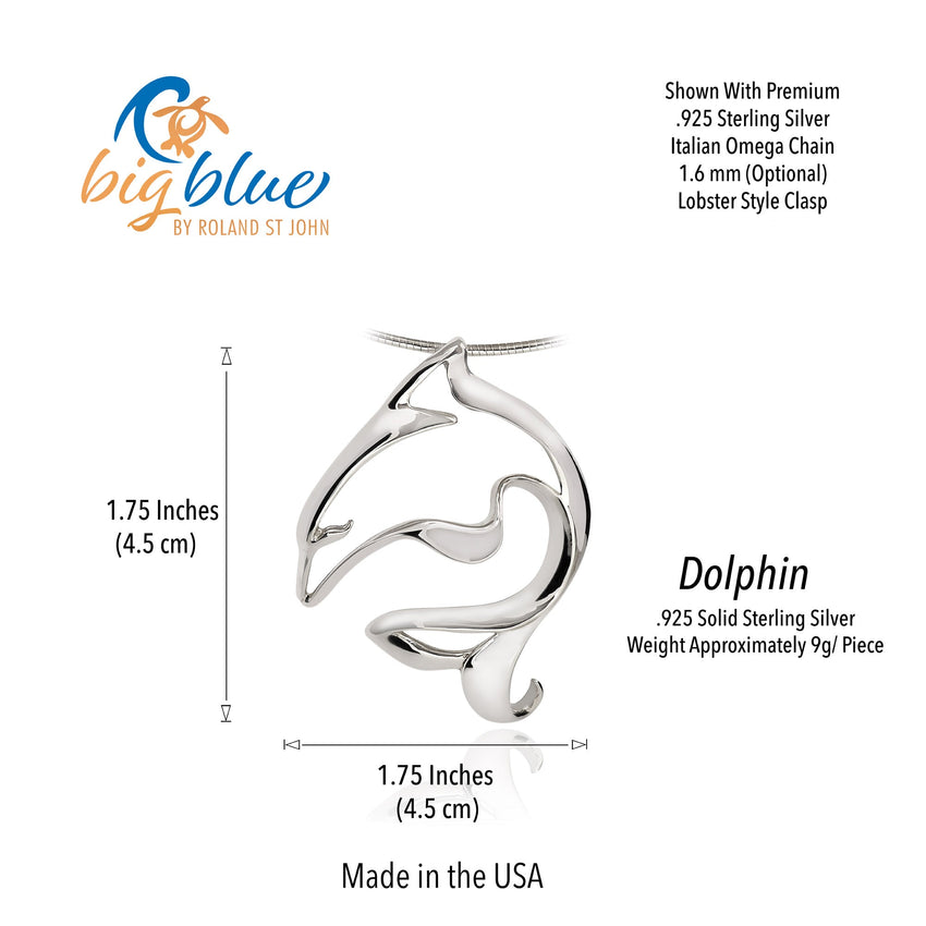 Bottlenose Dolphin Pendant – Seaplicity Collection – Sterling Silver