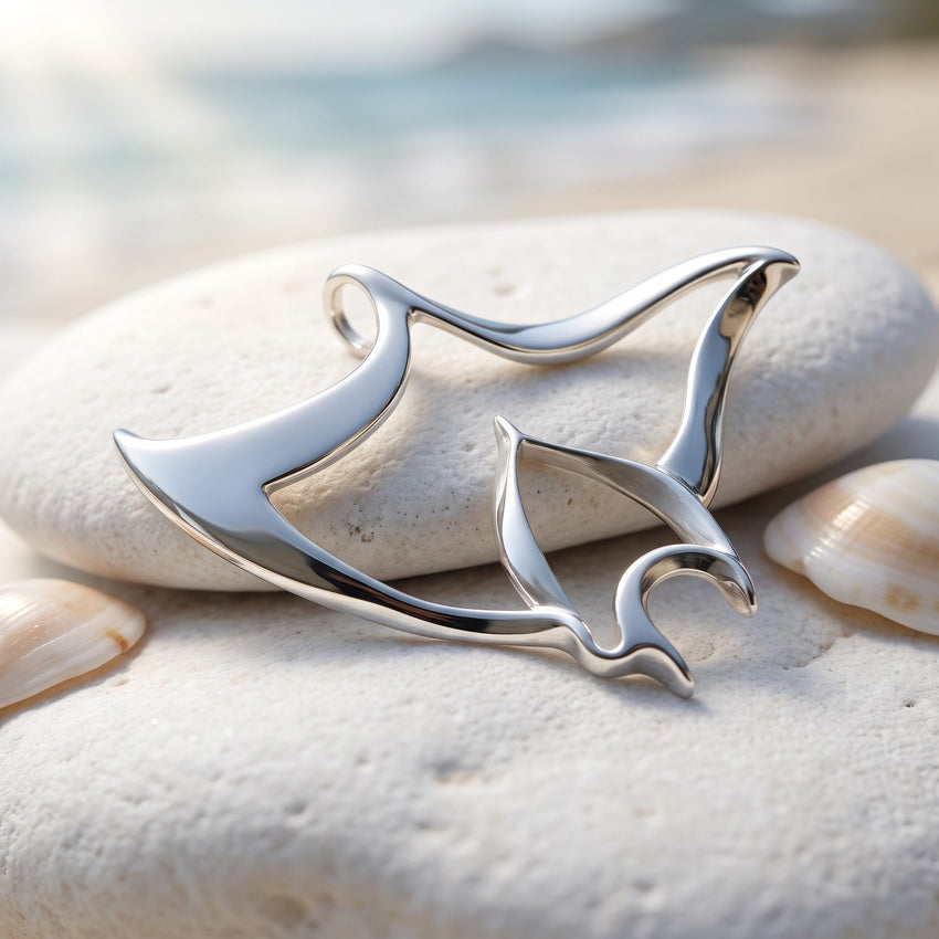 Manta Ray Necklace – Seaplicity Collection – Sterling Silver