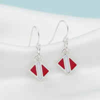 Dive Flag Drop Earrings – Diver’s Collection – Sterling Silver