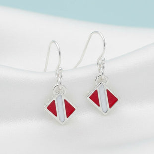 Dive Flag Drop Earrings – Diver’s Collection – Sterling Silver