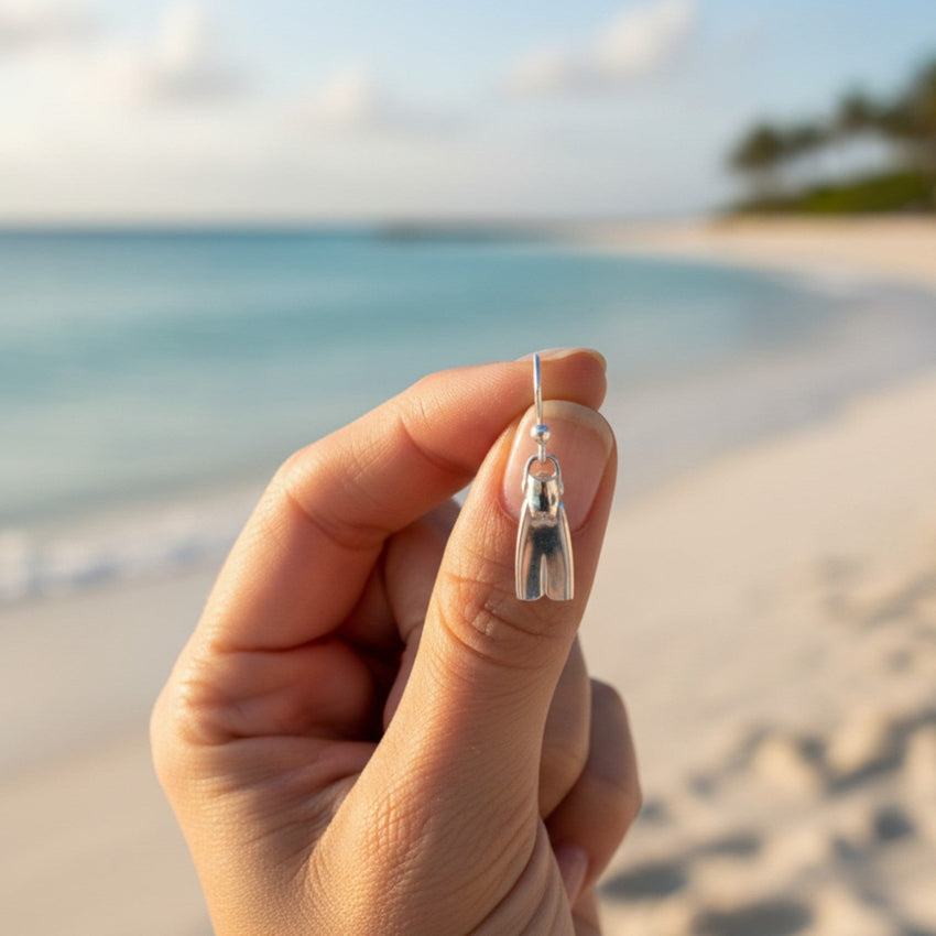 Dive Fin Drop Earrings – Diver’s Collection – Sterling Silver
