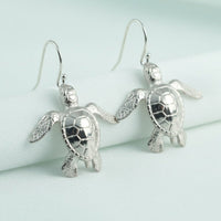 Baby Sea Turtle Drop Earrings – Sealife Collection - Sterling Silver