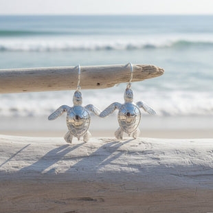 Baby Sea Turtle Drop Earrings – Sealife Collection - Sterling Silver