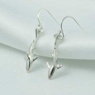 Reef Shark Drop Earrings – Sealife Collection - Sterling Silver