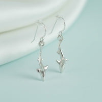 Reef Shark Drop Earrings – Sealife Collection - Sterling Silver