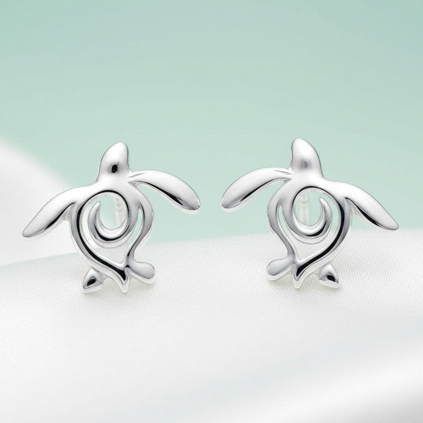 Sea Turtle "Honu" Post/Stud Earrings – Ocean Traveler Collection – Sterling Silver