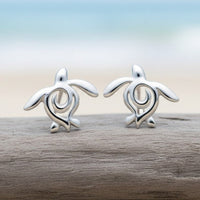 Sea Turtle "Honu" Post/Stud Earrings – Ocean Traveler Collection – Sterling Silver