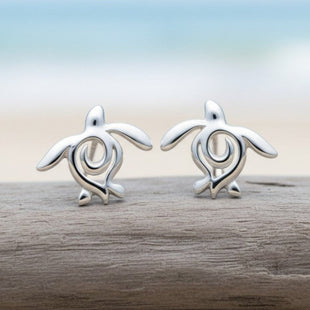 Sea Turtle "Honu" Post/Stud Earrings – Ocean Traveler Collection – Sterling Silver