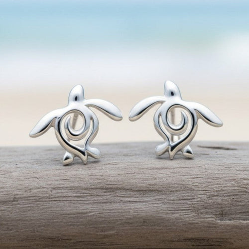 Sea Turtle "Honu" Post/Stud Earrings – Ocean Traveler Collection – Sterling Silver