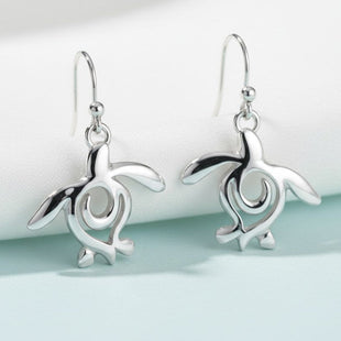 Turtle Drop Earrings – Ocean Traveler "Honu" Collection - Sterling Silver
