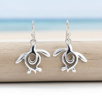 Turtle Drop Earrings – Ocean Traveler "Honu" Collection - Sterling Silver