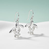 Turtle Drop Earrings – Ocean Traveler "Honu" Collection - Sterling Silver