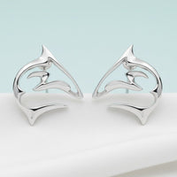 Shark Post/Stud Earrings – “Frenzy” Design – Sterling Silver
