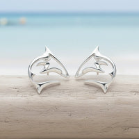 Shark Post/Stud Earrings – “Frenzy” Design – Sterling Silver