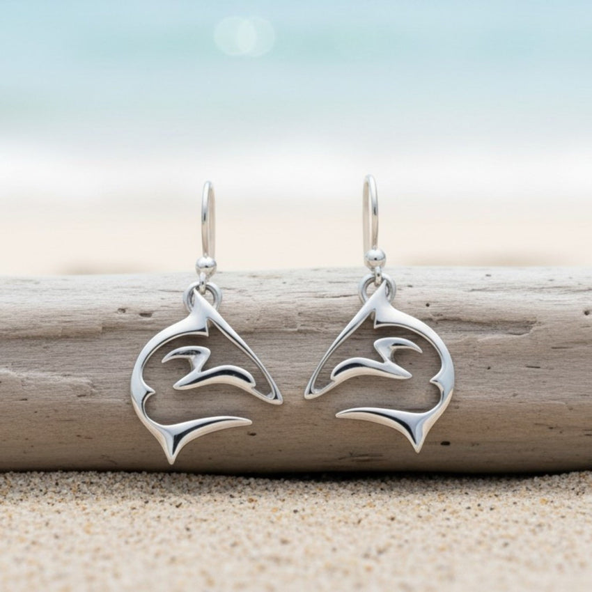 Shark Drop Earrings – "Frenzy" – Sterling Silver