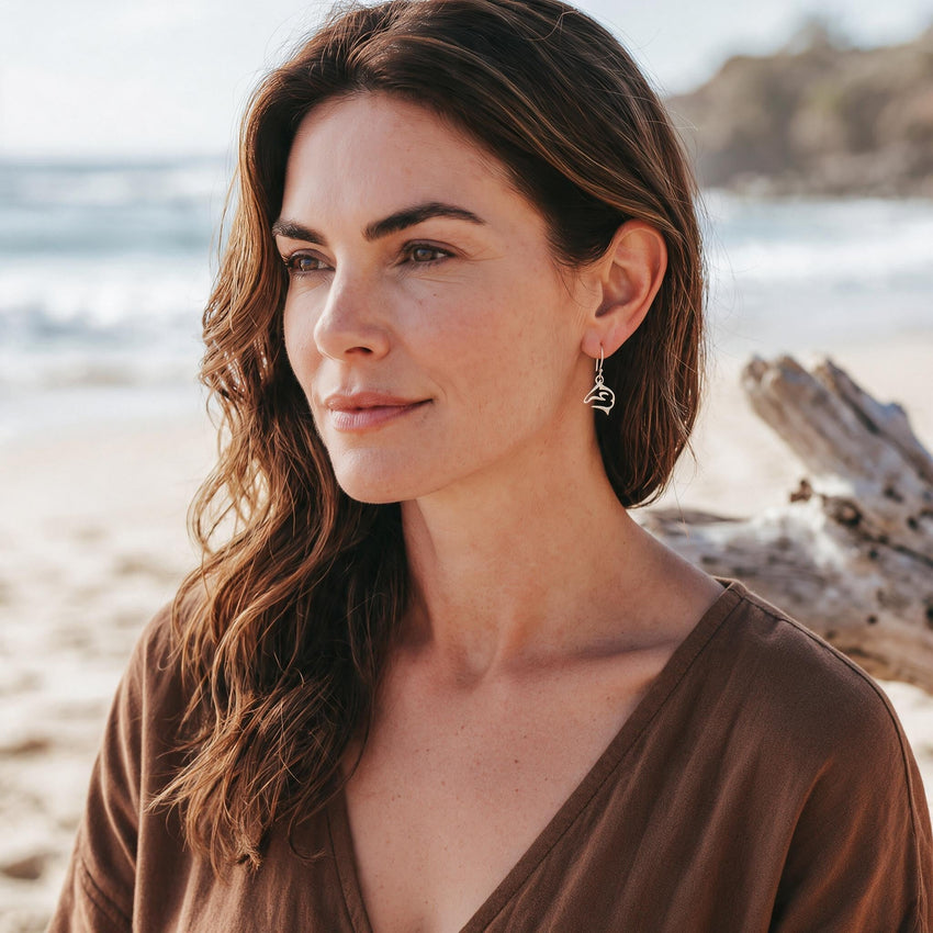 Shark Drop Earrings – "Frenzy" – Sterling Silver