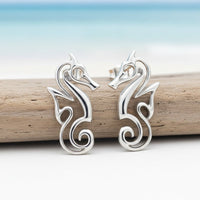 Seahorse Post/Stud Earrings – "Polo" - Sterling Silver