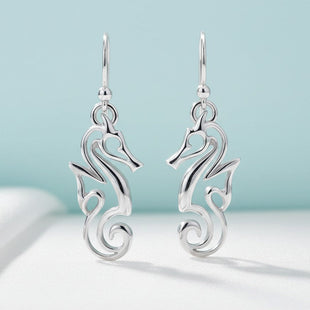Seahorse Drop Earrings – "Polo" - Sterling Silver