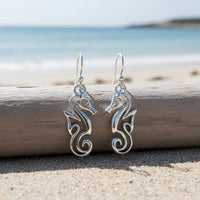 Seahorse Drop Earrings – "Polo" - Sterling Silver