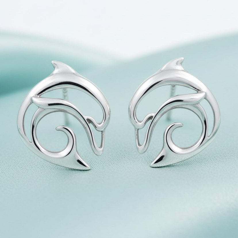 Dolphin Post/Stud Earrings – "Flipper" – Sterling Silver