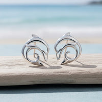 Dolphin Post/Stud Earrings – "Flipper" – Sterling Silver