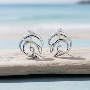 Dolphin Post/Stud Earrings – "Flipper" – Sterling Silver