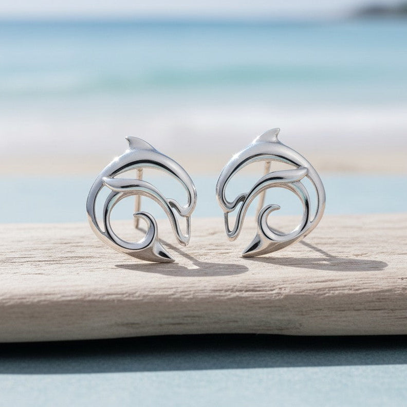 Dolphin Post/Stud Earrings – "Flipper" – Sterling Silver