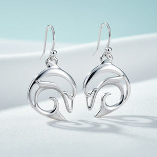 Dolphin Drop Earrings –  "Flipper" - Sterling Silver