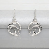 Dolphin Drop Earrings –  "Flipper" - Sterling Silver