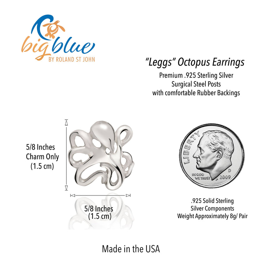 Octopus Post/Stud Earrings - "Leggs" - Silver