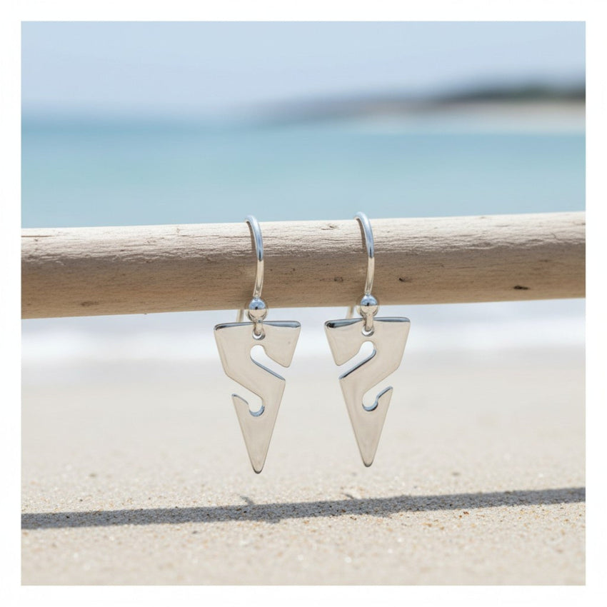 Line Arrow Drop Earrings – Cave Diving Collection - Sterling Silver