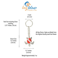 Turtle Keychain with Dive Flag – Diver’s Collection – Pewter