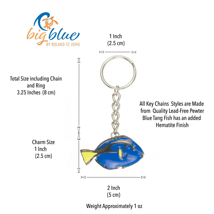 Blue Tang Fish Keychain – Sea Life Collection – Pewter