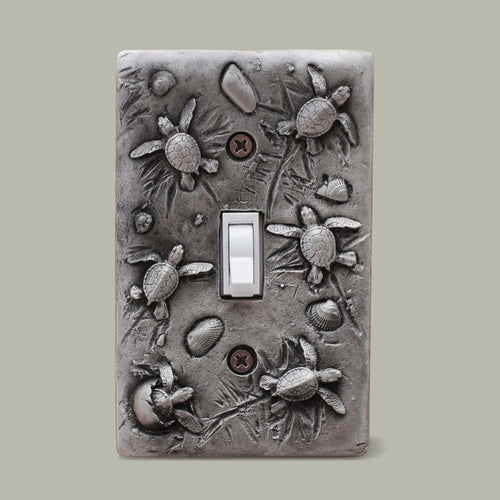 Sea Turtle Hatchlings Single Switch Plate –  Pewter