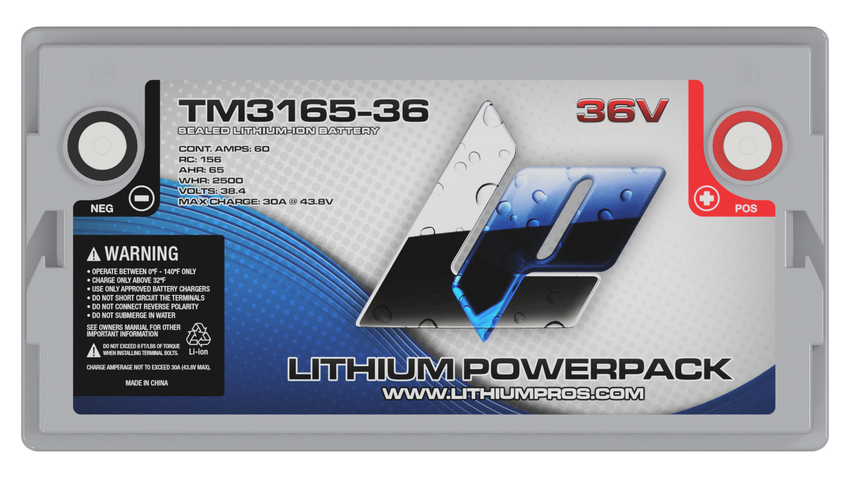 Lithium Pros TM3165-36 36V 65Ah BlueTooth Lithium Ion Trolling Battery