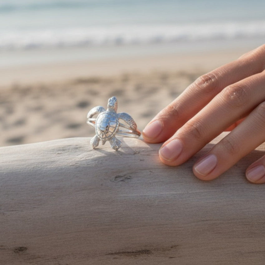 Sea Turtle Hatchling Ring - Sea Life Collection - Sterling Silver Success