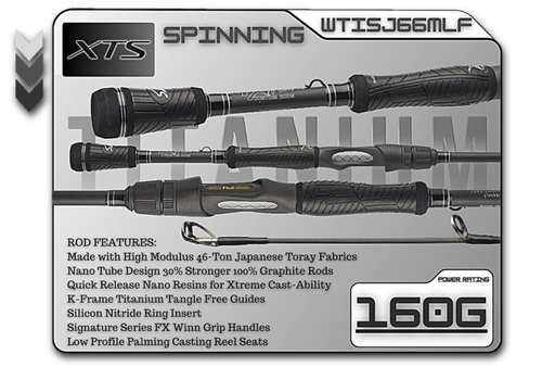 WTISJ66MLF   6'6" Medium Light Fast Spinning Rod  **TITANIUM SERIES**