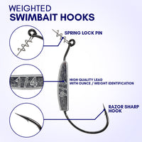 Reaction Tackle Lead Weighted Swimbait Hooks (10-PACK)