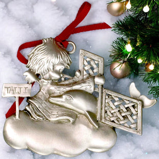 Dolphin Christmas Tree Ornament – Ocean Angel Collection – Eco-Friendly Pewter