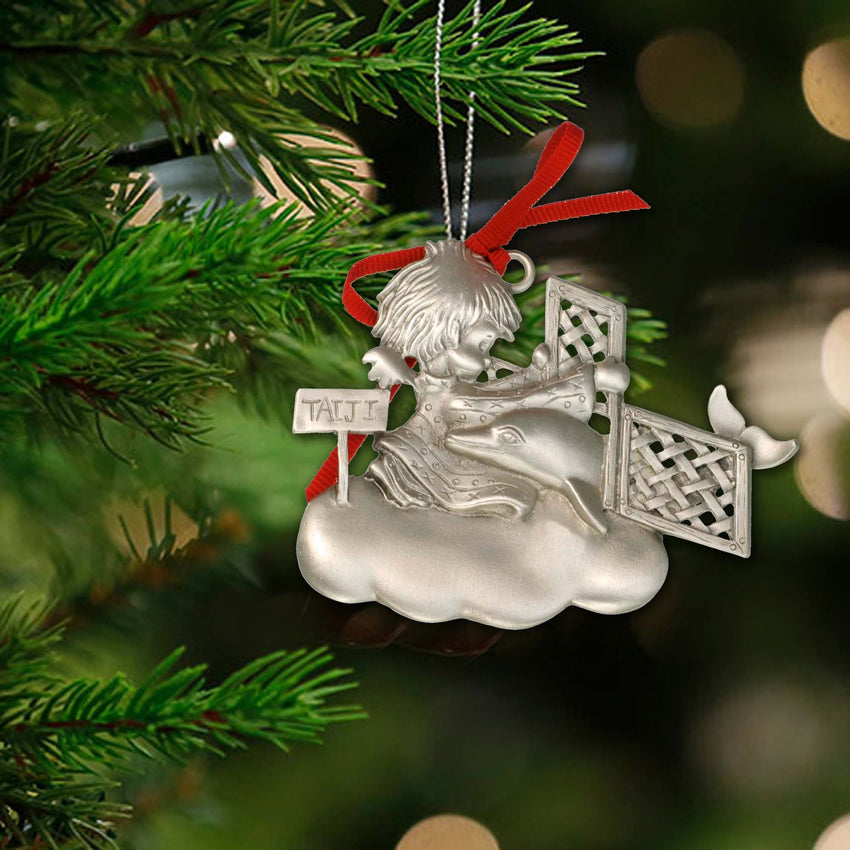 Dolphin Christmas Tree Ornament – Ocean Angel Collection – Eco-Friendly Pewter
