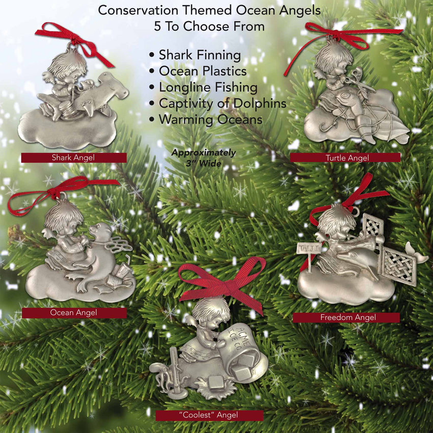 Hammerhead Shark Christmas Tree Ornament – Ocean Angel Collection – Eco-Friendly Pewter
