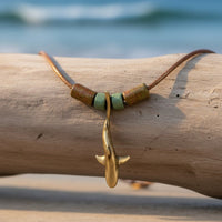 Medium Reef Shark Necklace - Shoreline Collection - Bronze on Cord