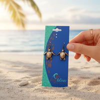 Hatchling Baby Sea Turtle Drop Earrings – Sealife Collection – Bronze