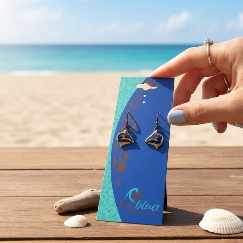 Shark Drop Earrings - "Frenzy" - Bronze