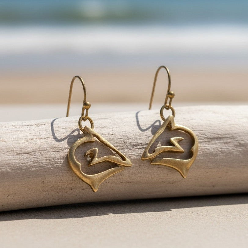 Shark Drop Earrings - "Frenzy" - Bronze