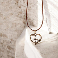 Pendant and Necklace – Ocean Wave Heart Collection – Bronze on Cord