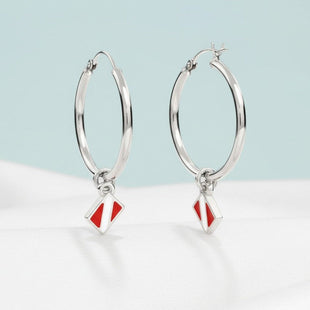 Dive Flag Hoop Earrings – Diver´s Collection – Sterling Silver