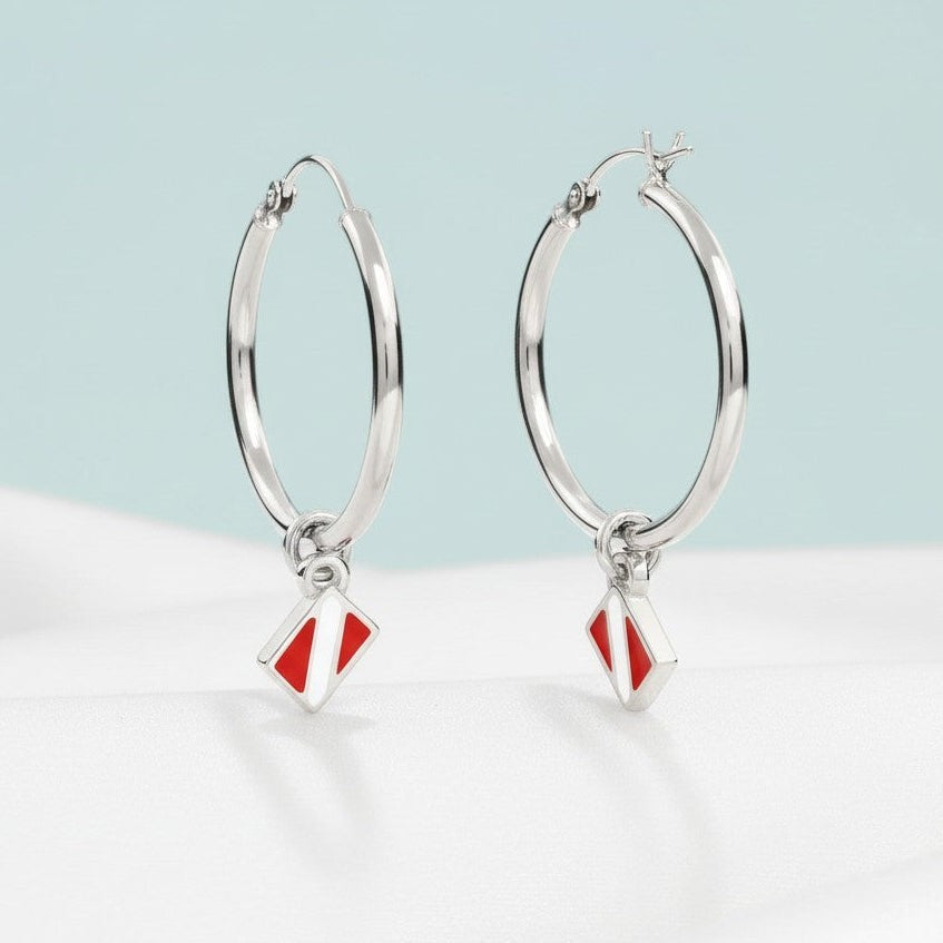 Dive Flag Hoop Earrings – Diver´s Collection – Sterling Silver